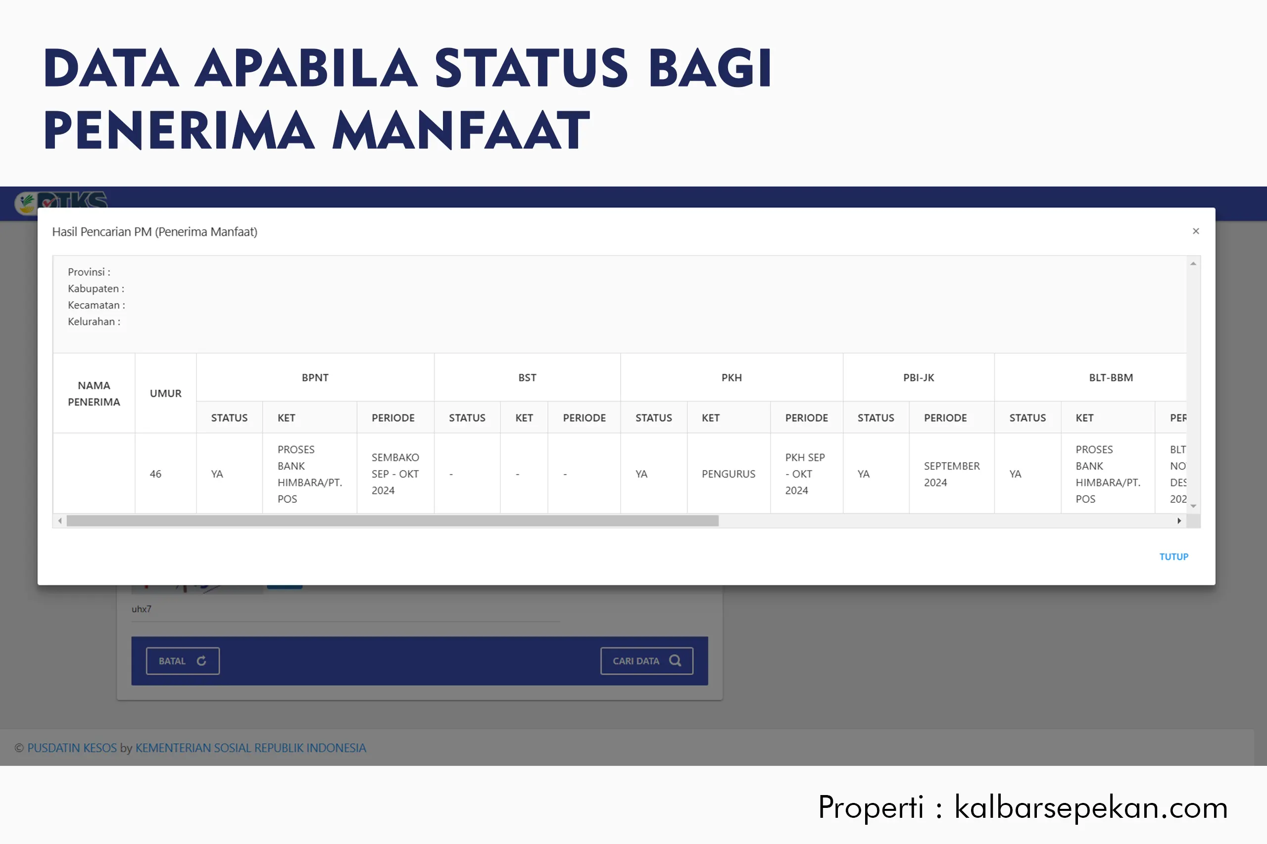 Status Penerima Bansos Kemensos